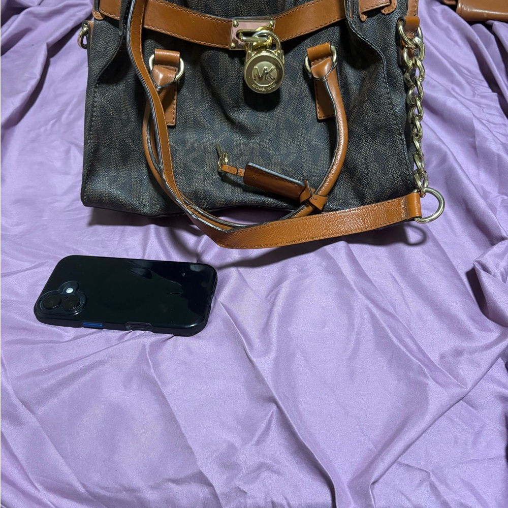 Michael Kors Dark Brown and Tan Satchel